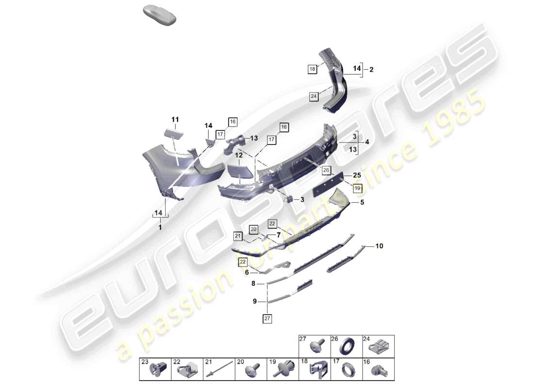 porsche 2024 (cayenne e3 pa) bumper rear part diagram