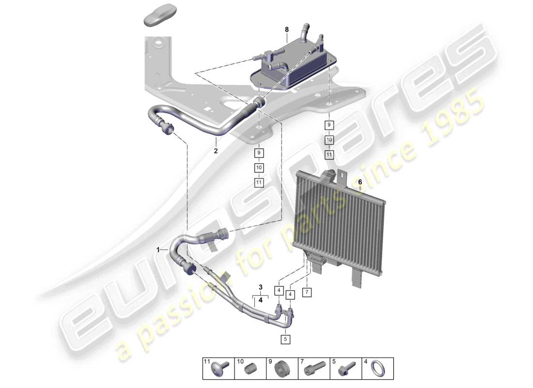 porsche 2026 (panamera 976) cooling system for gear oil part diagram