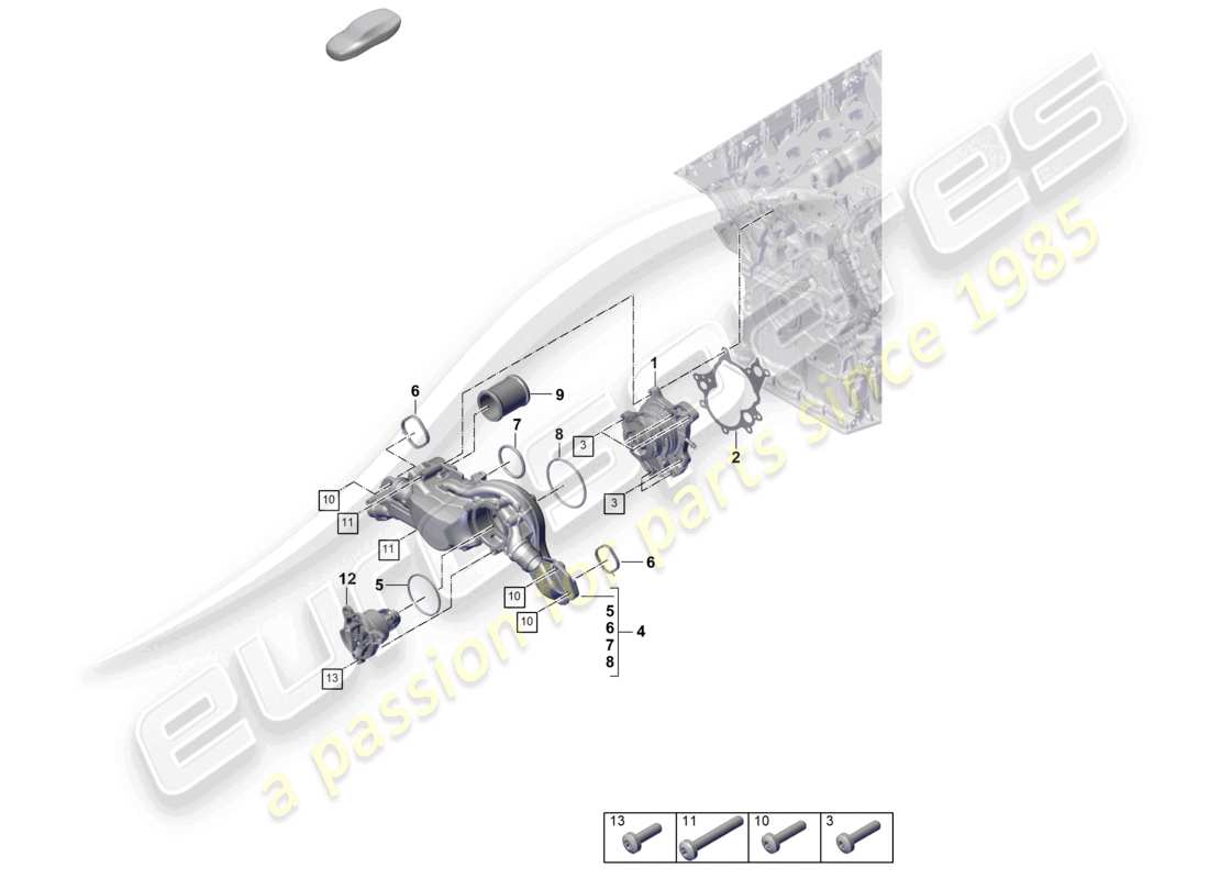 porsche 2026 (cayenne e3 pa) coolant pump thermostat housing part diagram
