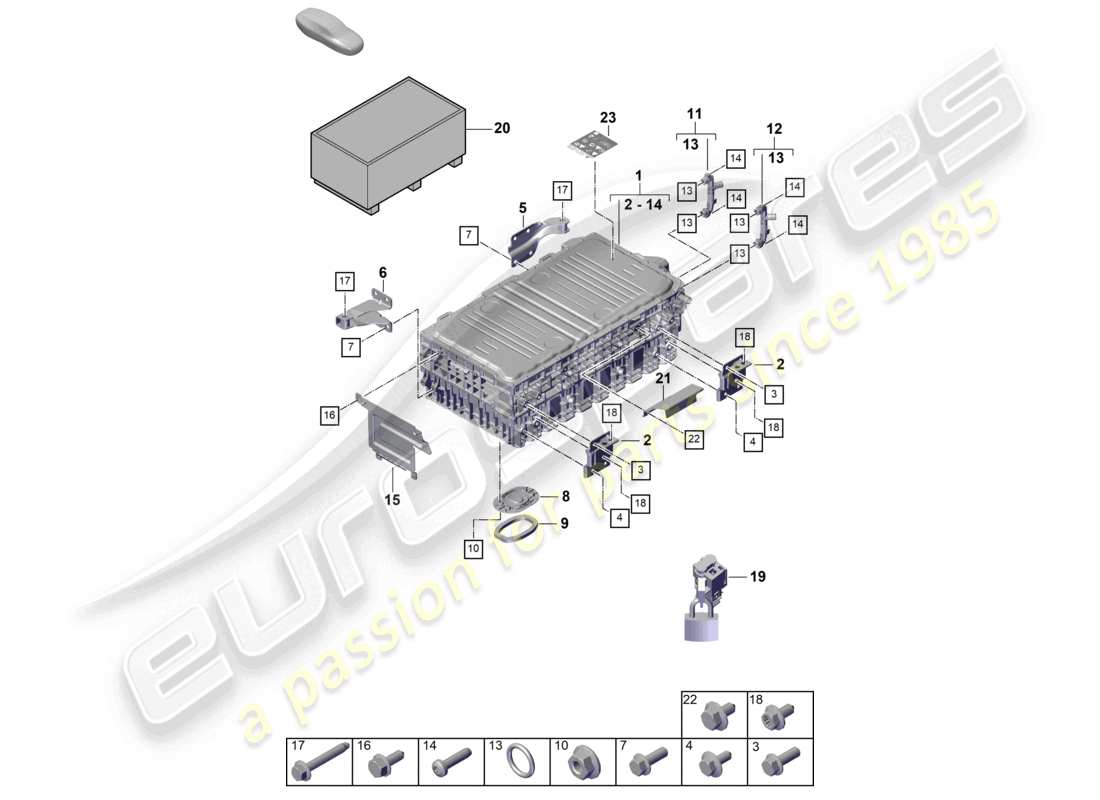 porsche 2026 (cayenne e3 pa) hybrid battery part diagram