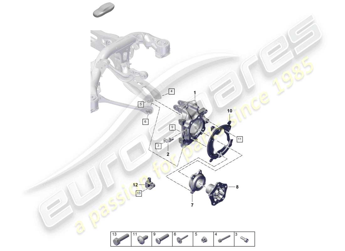 porsche 2026 (cayenne e3 pa) wheel carrier wheel hub part diagram