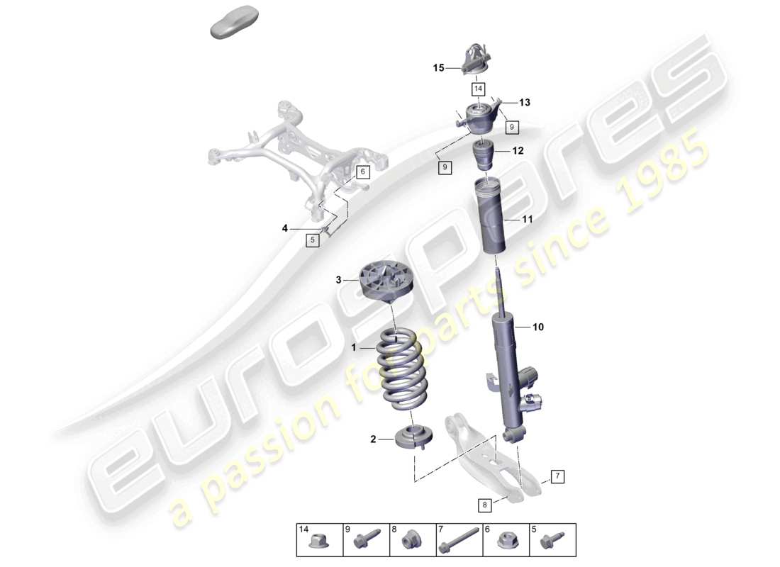 porsche 2026 (cayenne e3 pa) steel spring suspension coil spring shock absorbers level sensor part diagram