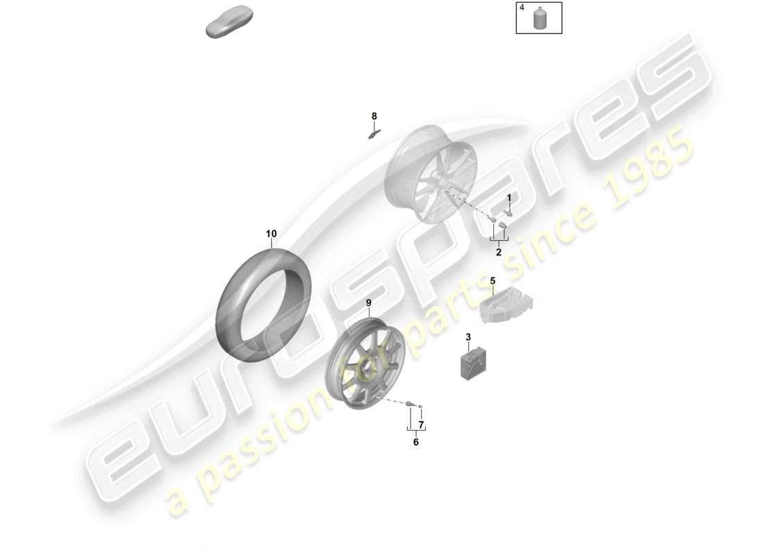 porsche 2025 (panamera 976) individual parts alloy wheel part diagram