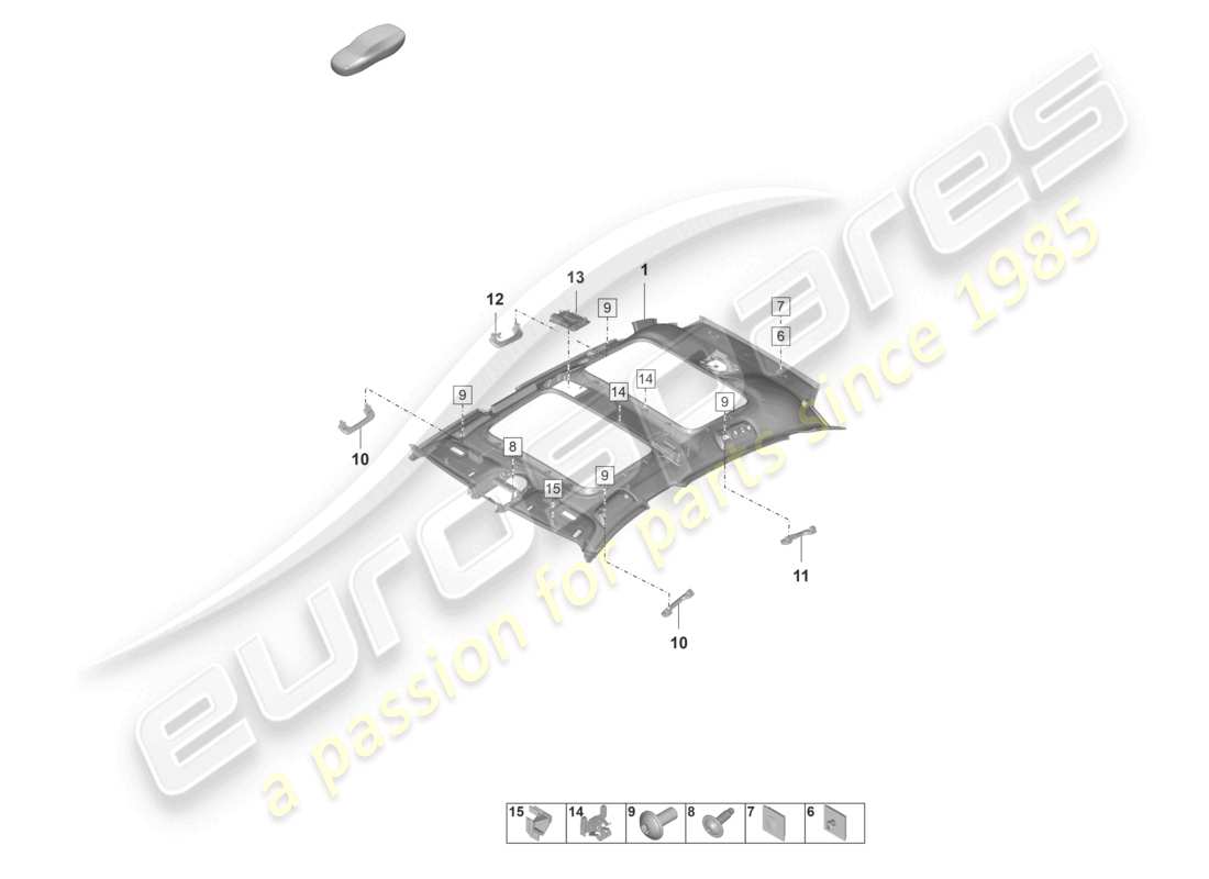 porsche 2022 (panamera 971-2) roof trim accessories part diagram