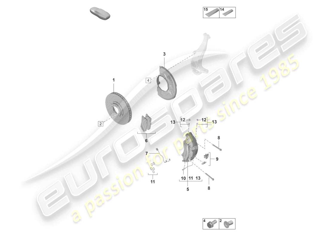 porsche 2024 (panamera 971-2) disc brake pccb front axle part diagram