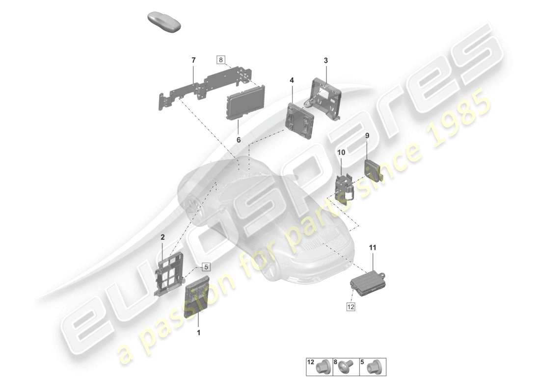 porsche 2023 (992-1) control units control unit (bcm) for conv. system & ob power supply control unit for driver assist systems part diagram