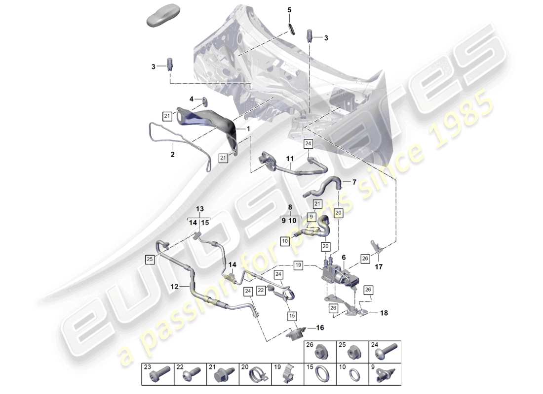 porsche 2026 (cayenne e3 pa) heating, air cond. system rhd water box for vehicles with hybrid drive part diagram