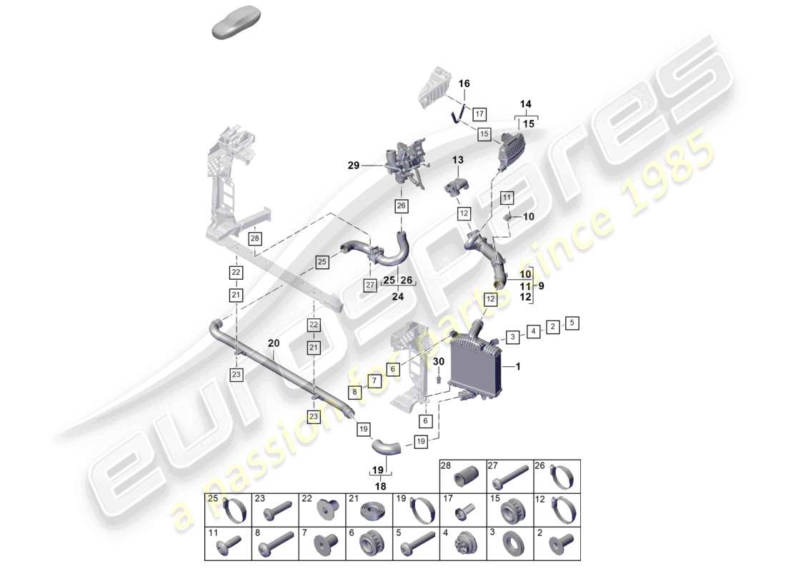 porsche 2025 (cayenne e3 pa) charge air cooler pressure hose part diagram
