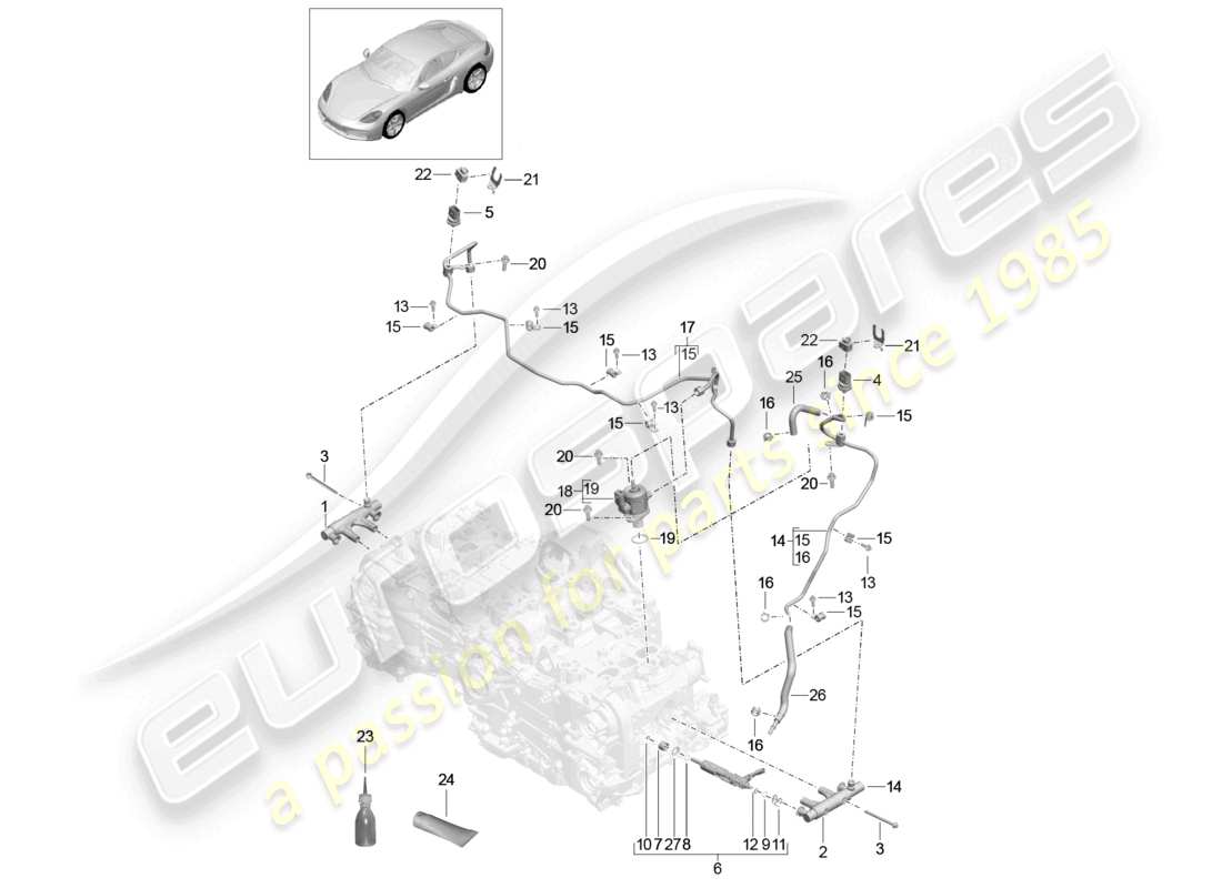 porsche 2026 (718 cayman) fuel collection pipe high pressure pump part diagram