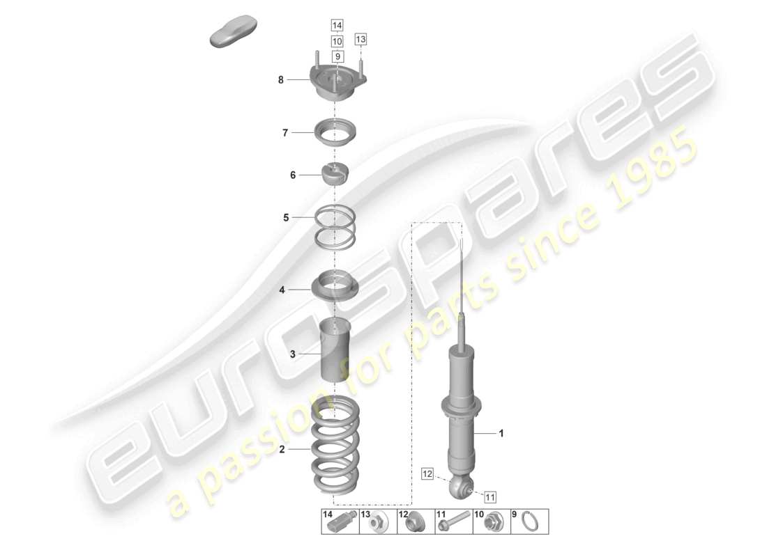 porsche 2025 (992-2 gt3/rs/st) shock absorber (spring cyl.) individual part part diagram