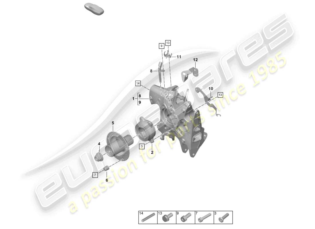 porsche 2025 (992-2 gt3/rs/st) rear axle wheel carrier wheel hub wheel bearing with assembly parts part diagram