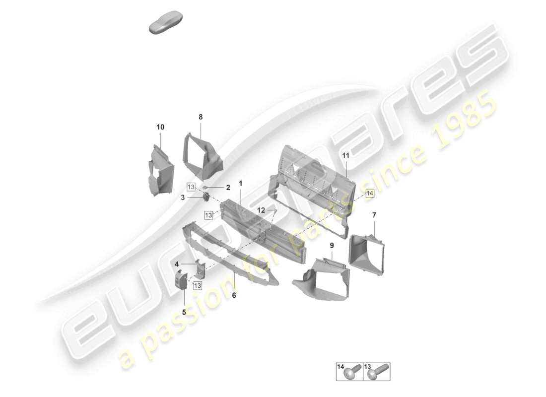 porsche 2022 (panamera 971-2) air guide and disc pack turbo part diagram