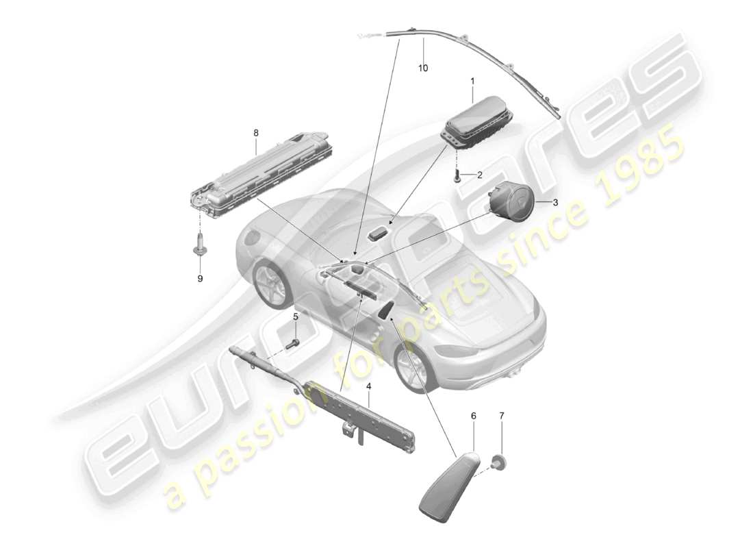 porsche 2025 (718 cayman) airbag part diagram