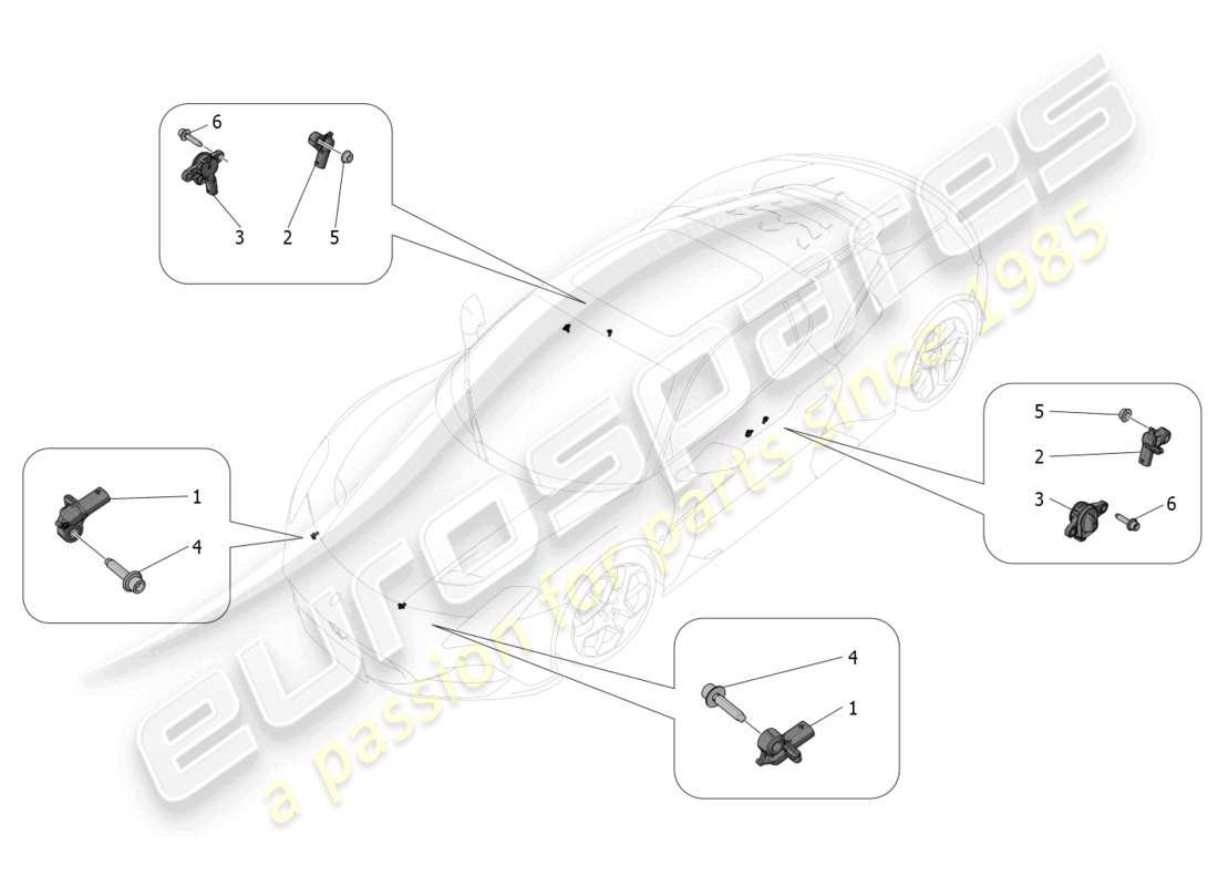 maserati mc20 (2022) crash sensors part diagram