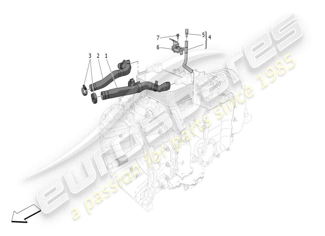 maserati mc20 (2024) lubrication and gearbox oil cooling parts diagram