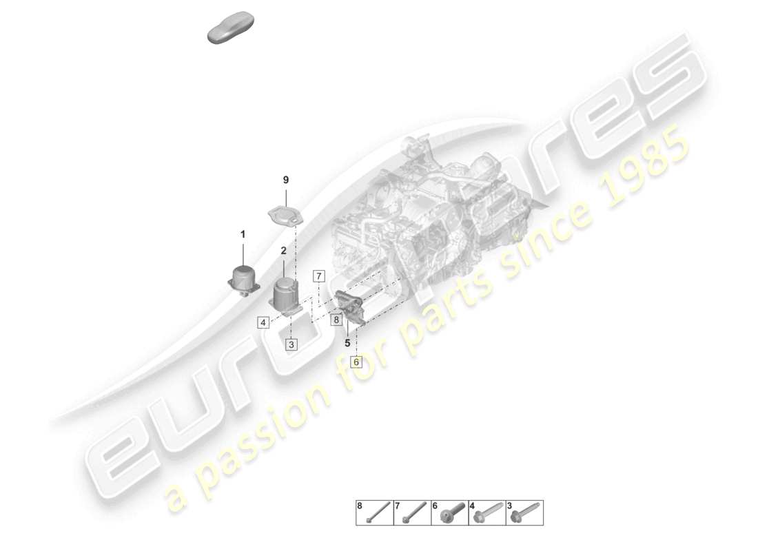 porsche 2021 (992-1) engine lifting tackle parts diagram