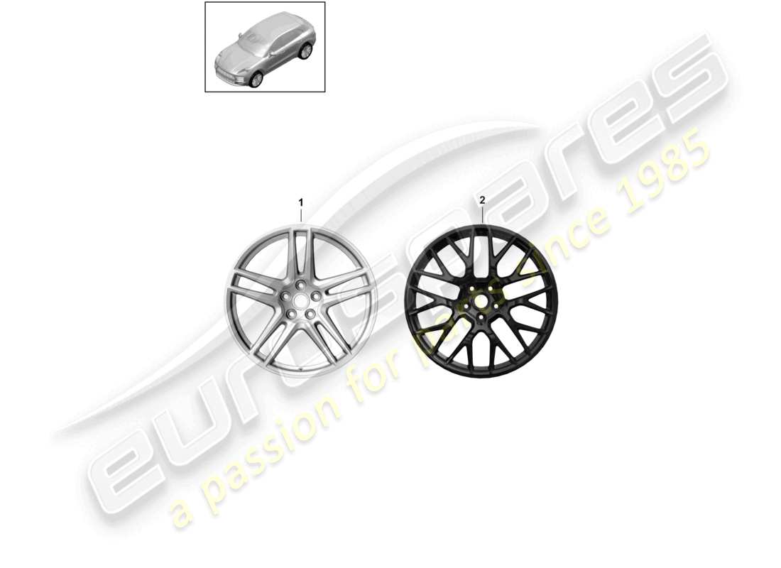 porsche 2021 (macan) alloy wheel 20 parts diagram