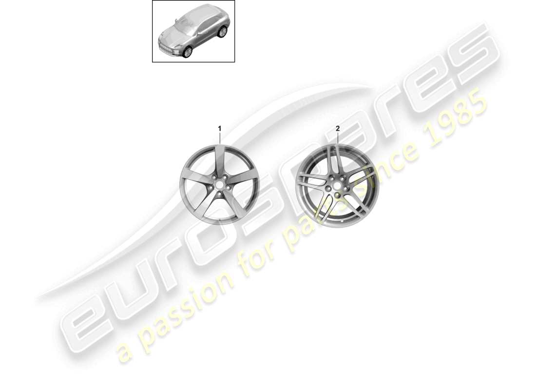 porsche 2021 (macan) alloy wheel 18 parts diagram