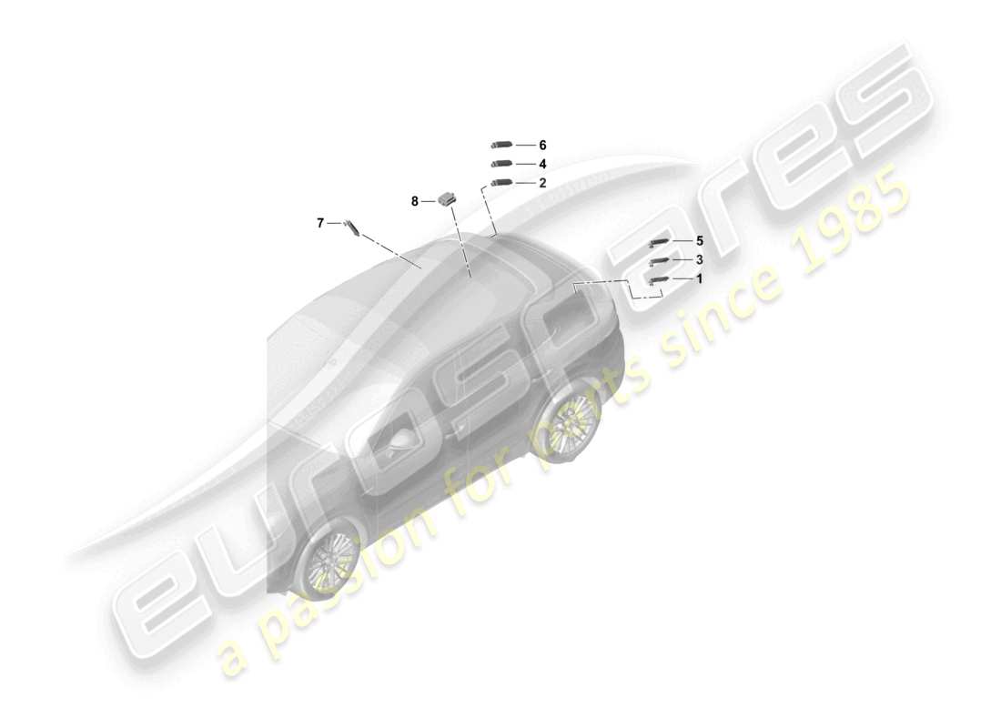 porsche 2021 (cayenne e3 9ya/9yb) aerial amplifier aerial connection line data connection line part diagram