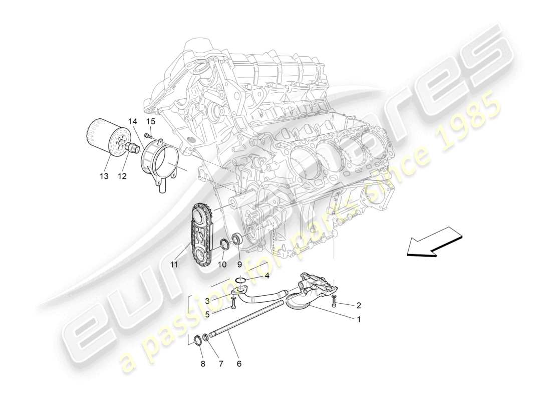 maserati granturismo mc stradale (2011) lubrication system: pump and filter part diagram