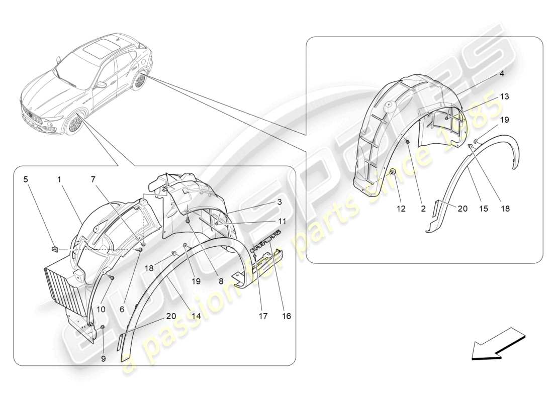 maserati levante modena (2022) wheelhouse and lids part diagram