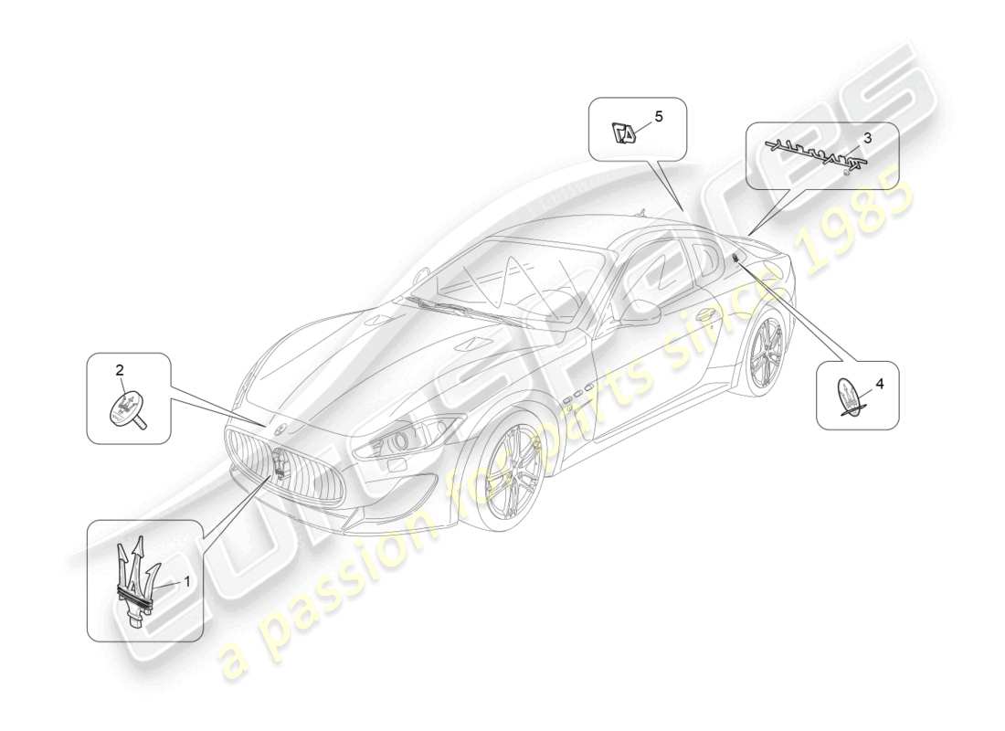 maserati granturismo mc stradale (2012) trims, brands and symbols part diagram