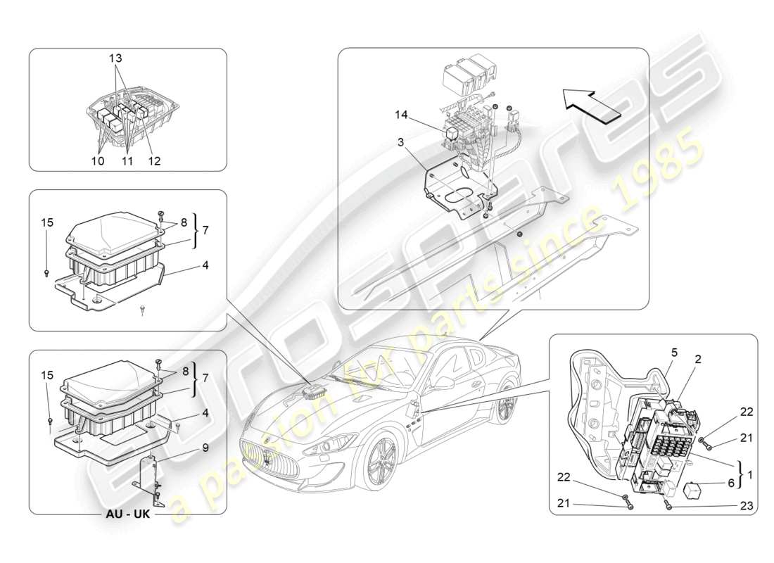 maserati granturismo mc stradale (2011) relays, fuses and boxes part diagram