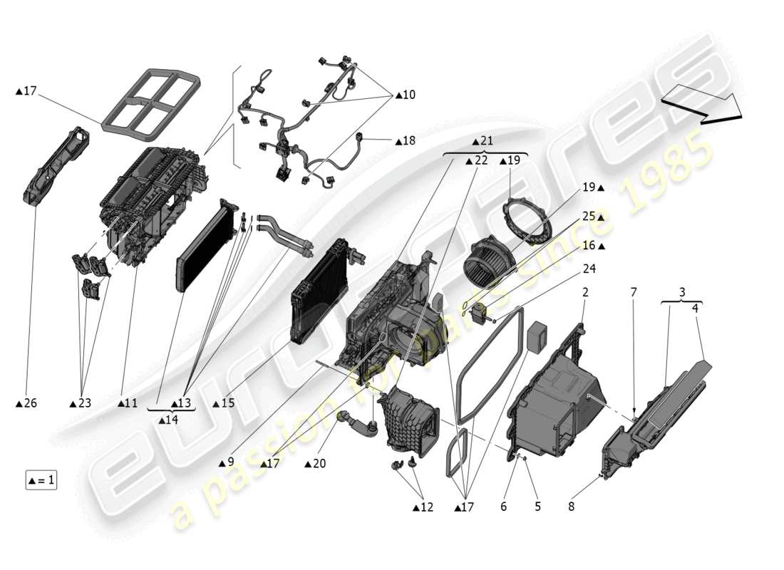 maserati mc20 (2022) a/c unit: dashboard devices part diagram