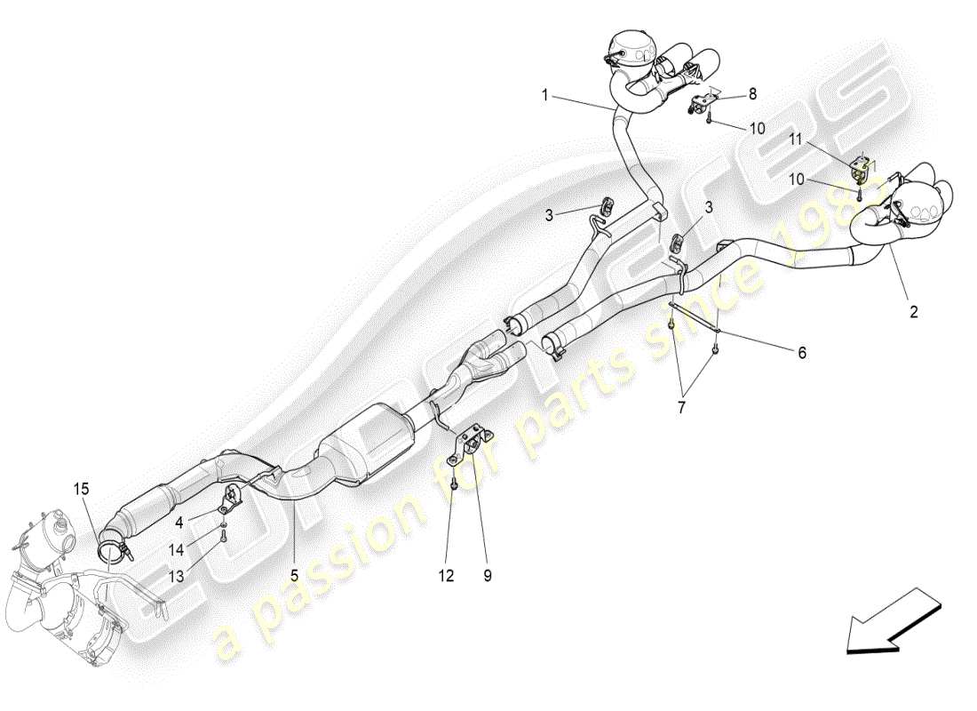 maserati ghibli (2019) silencers part diagram