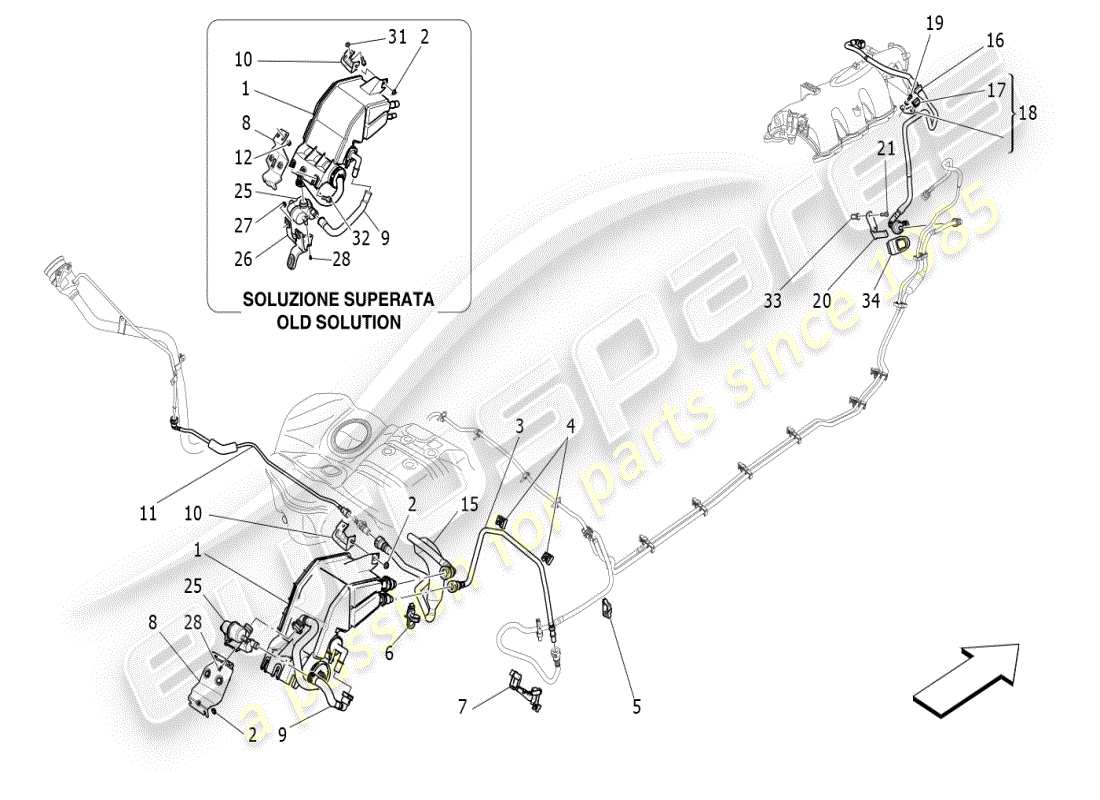 maserati ghibli (2021) fuel vapour recirculation system part diagram