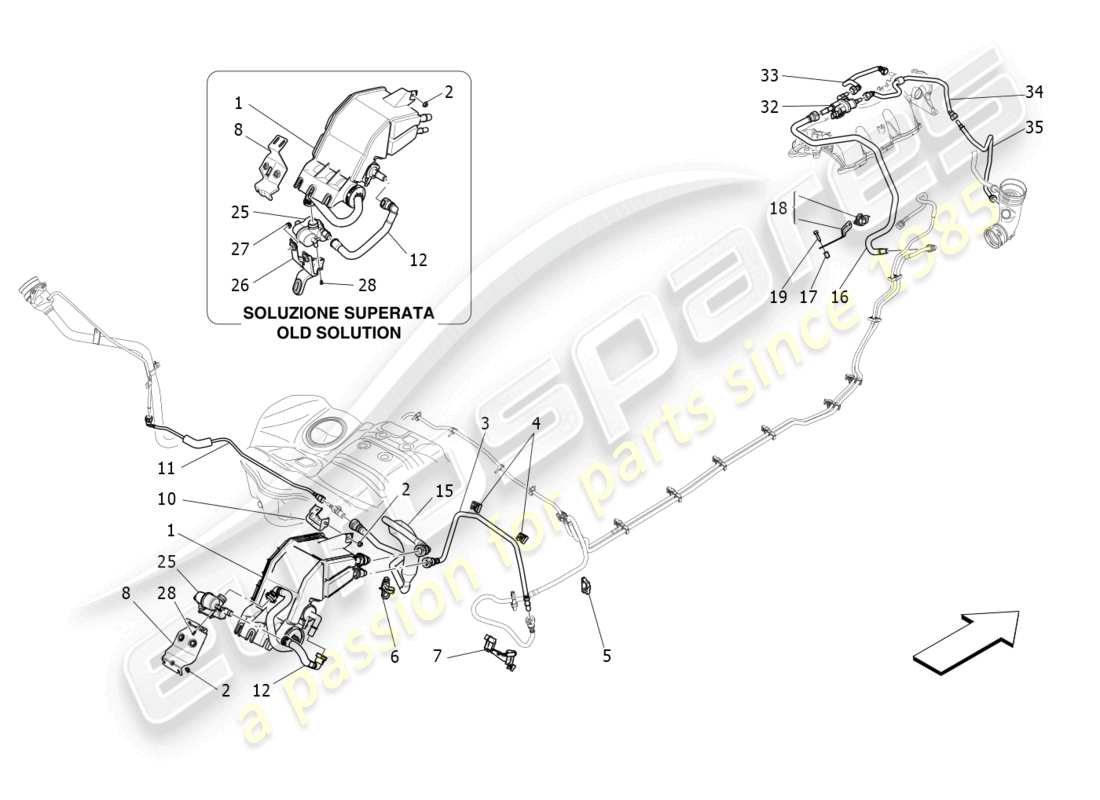 maserati levante (2017) fuel vapour recirculation system parts diagram