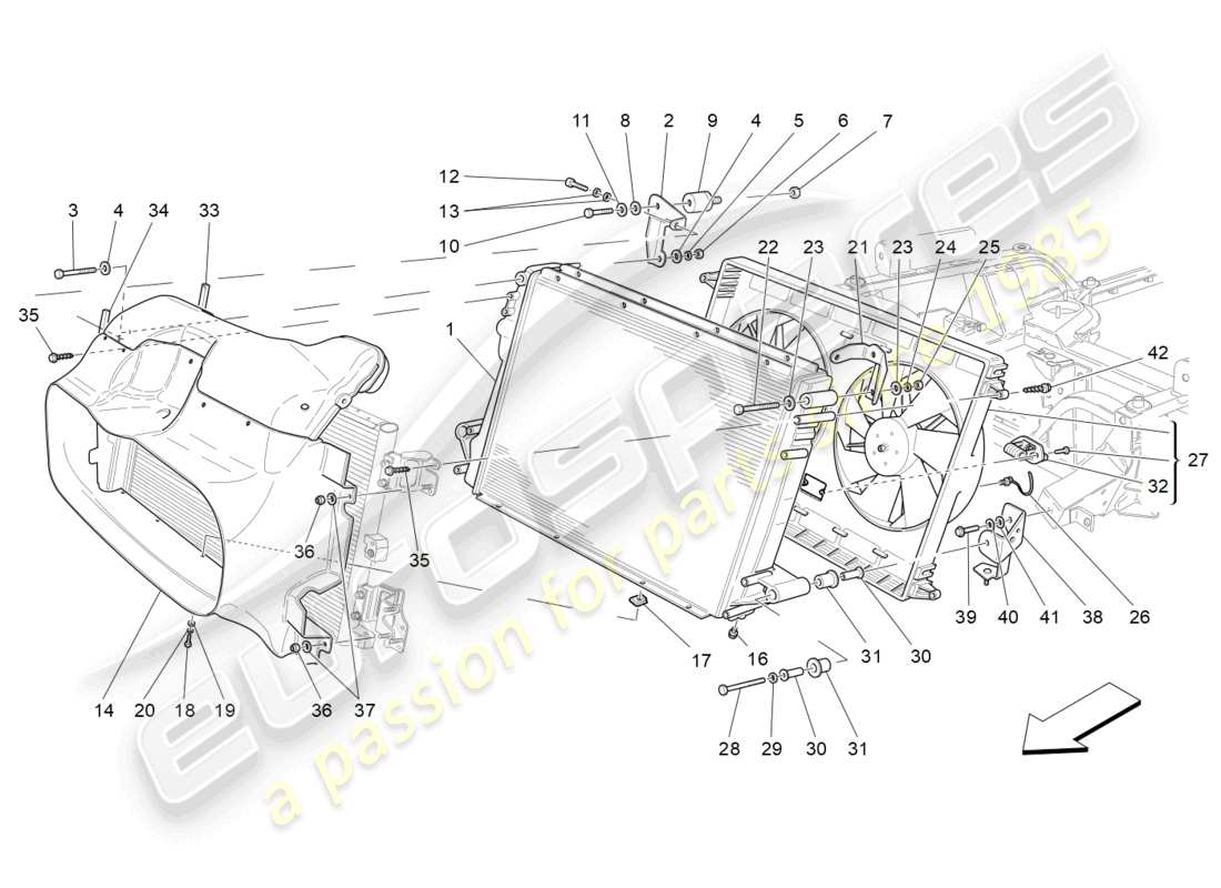 maserati granturismo mc stradale (2012) cooling: air radiators and ducts part diagram