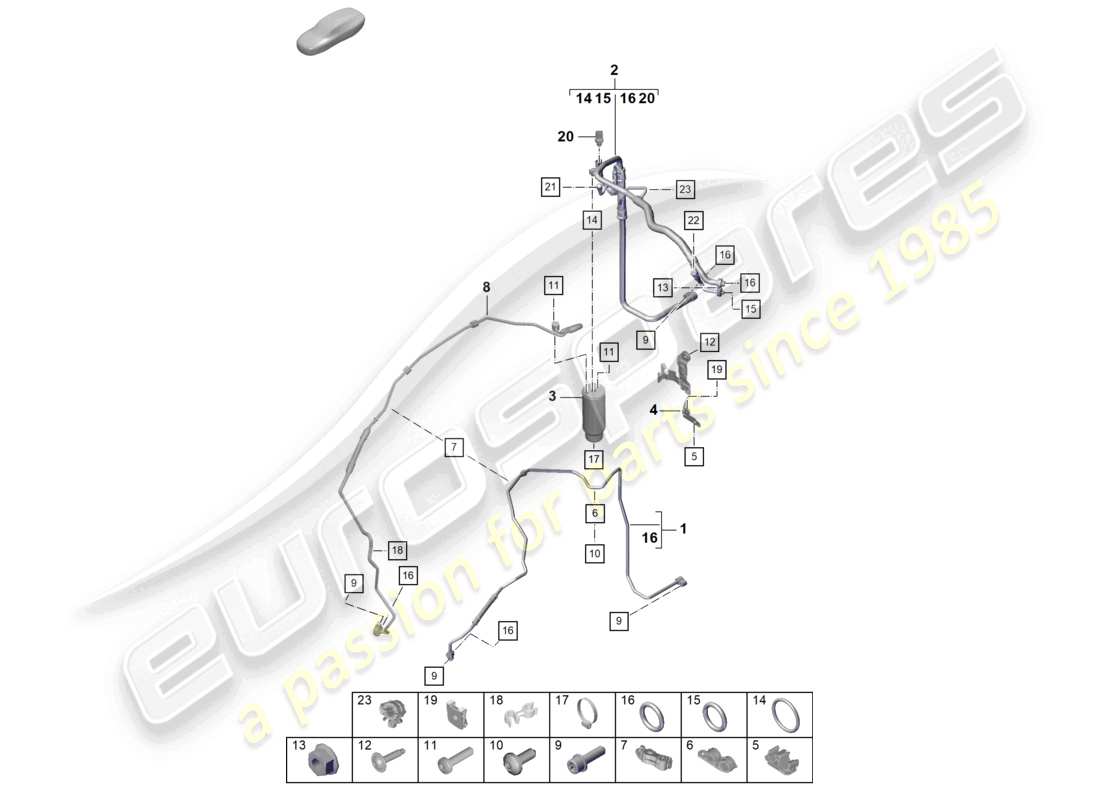 a part diagram from the porsche 2022 (718 boxster spyder) parts catalogue