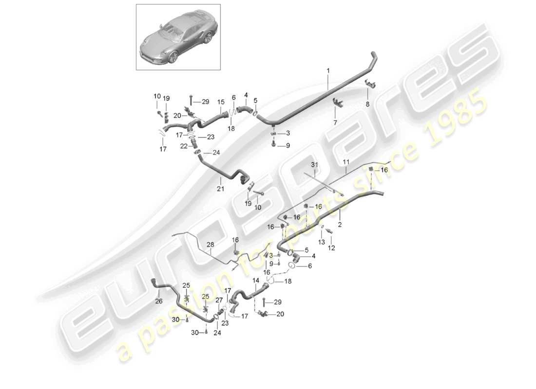 a part diagram from the porsche 991 parts catalogue