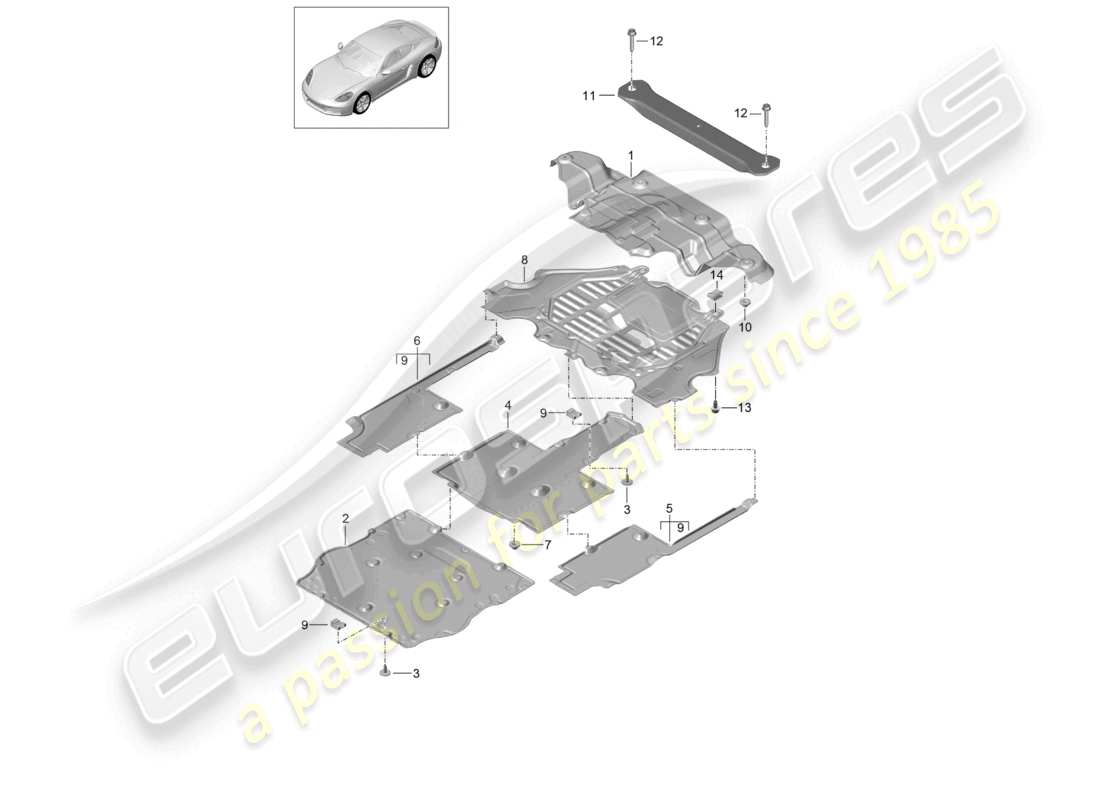VIEW PARTS DIAGRAMS FROM THE PORSCHE CAYMAN PARTS CATALOGUE a part diagram from the porsche cayman parts catalogue