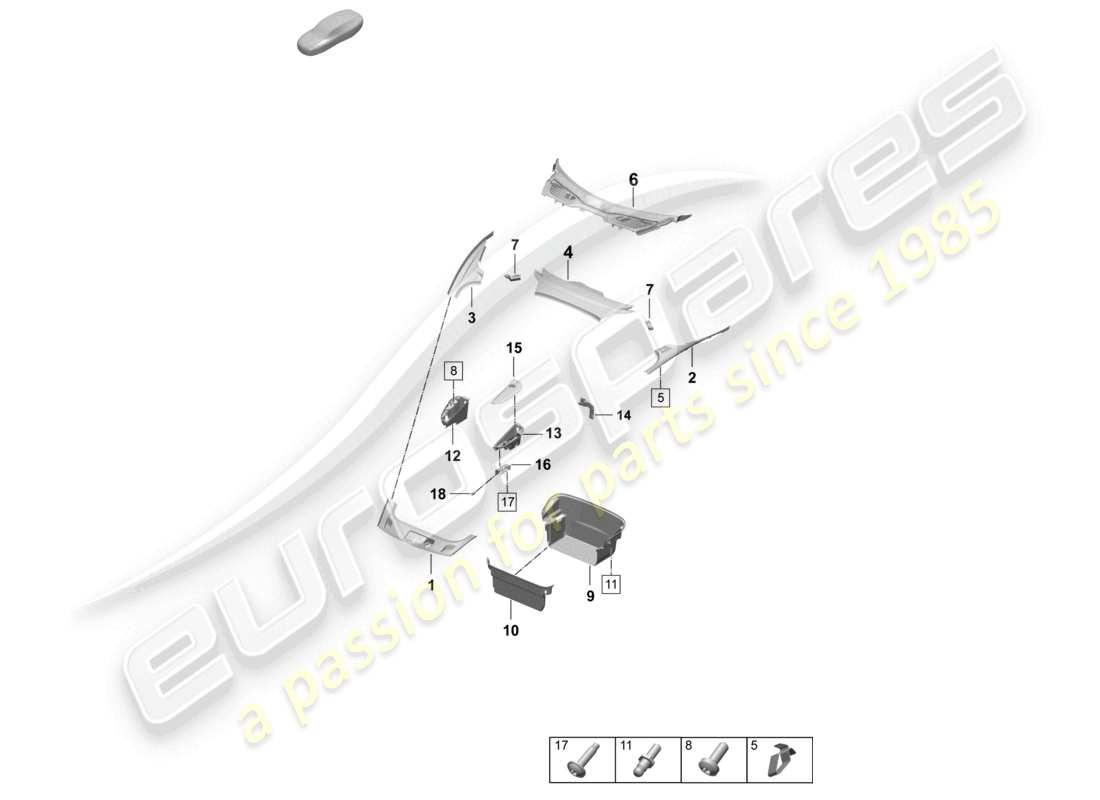 VIEW PARTS DIAGRAMS FROM THE PORSCHE TAYCAN PARTS CATALOGUE a part diagram from the porsche taycan parts catalogue