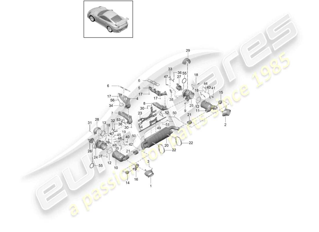 a part diagram from the porsche 2018 (991-2 turbo) parts catalogue