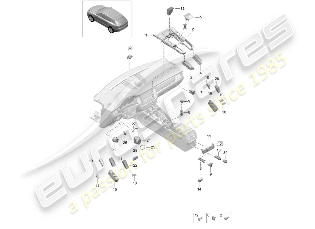 VIEW PARTS DIAGRAMS FROM THE PORSCHE MACAN PARTS CATALOGUE a part diagram from the porsche macan parts catalogue