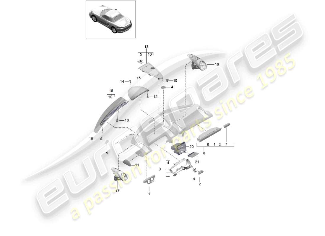 VIEW PARTS DIAGRAMS FROM THE PORSCHE BOXSTER PARTS CATALOGUE a part diagram from the porsche boxster parts catalogue