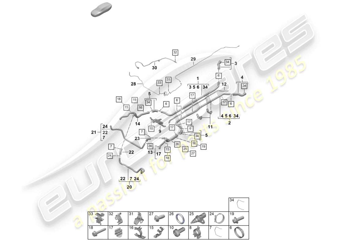 a part diagram from the porsche 992 parts catalogue