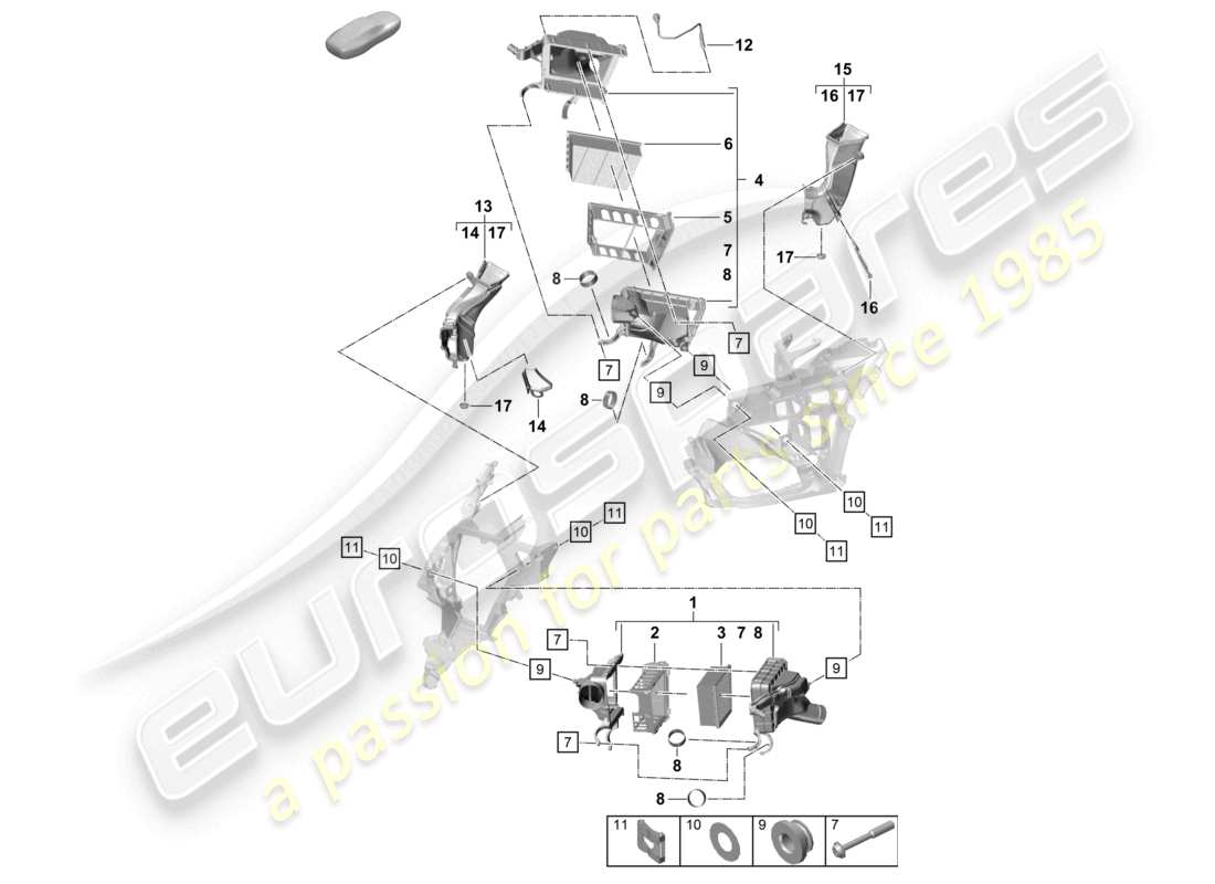 a part diagram from the porsche 992 parts catalogue