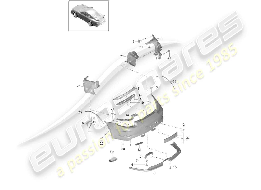 a part diagram from the porsche 2021 (991-2 r/gt3/rs) parts catalogue