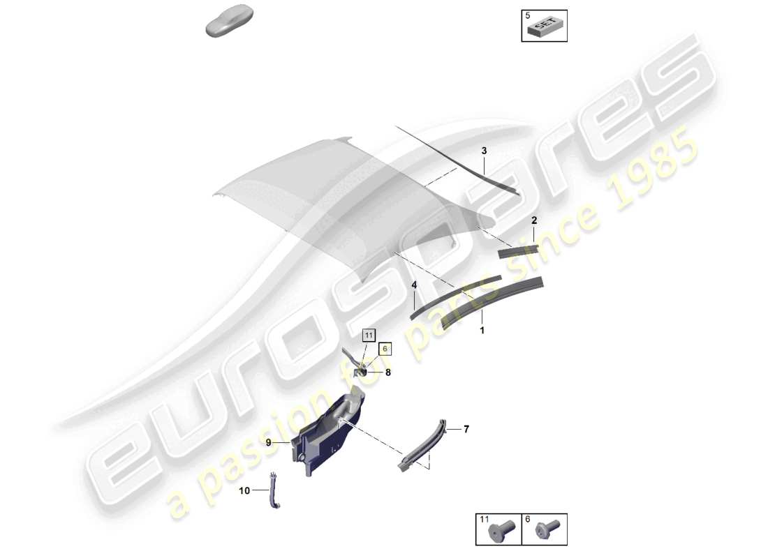 a part diagram from the porsche 2024 (718 boxster spyder) parts catalogue
