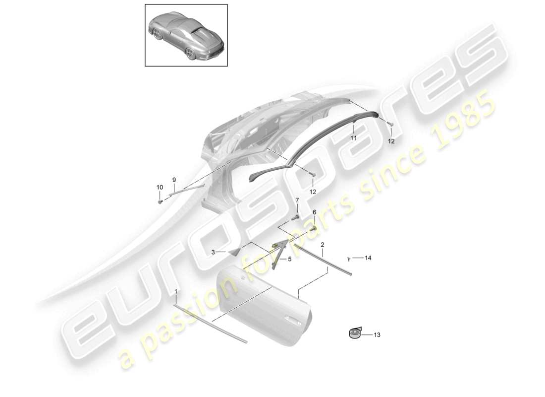 a part diagram from the porsche 2021 (991-2 r/gt3/rs) parts catalogue