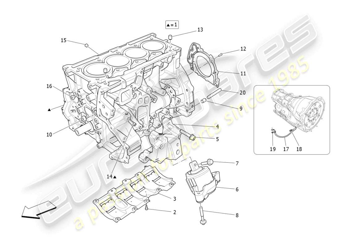 a part diagram from the maserati ghibli (2017 onwards) parts catalogue