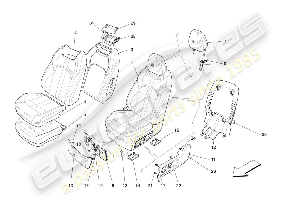 a part diagram from the Maserati Levante GTS (2020) parts catalogue