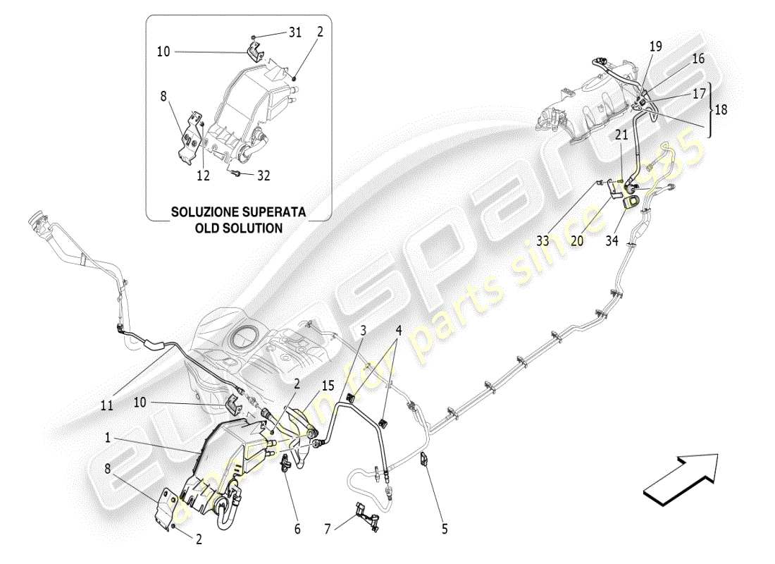 a part diagram from the maserati ghibli (2017 onwards) parts catalogue