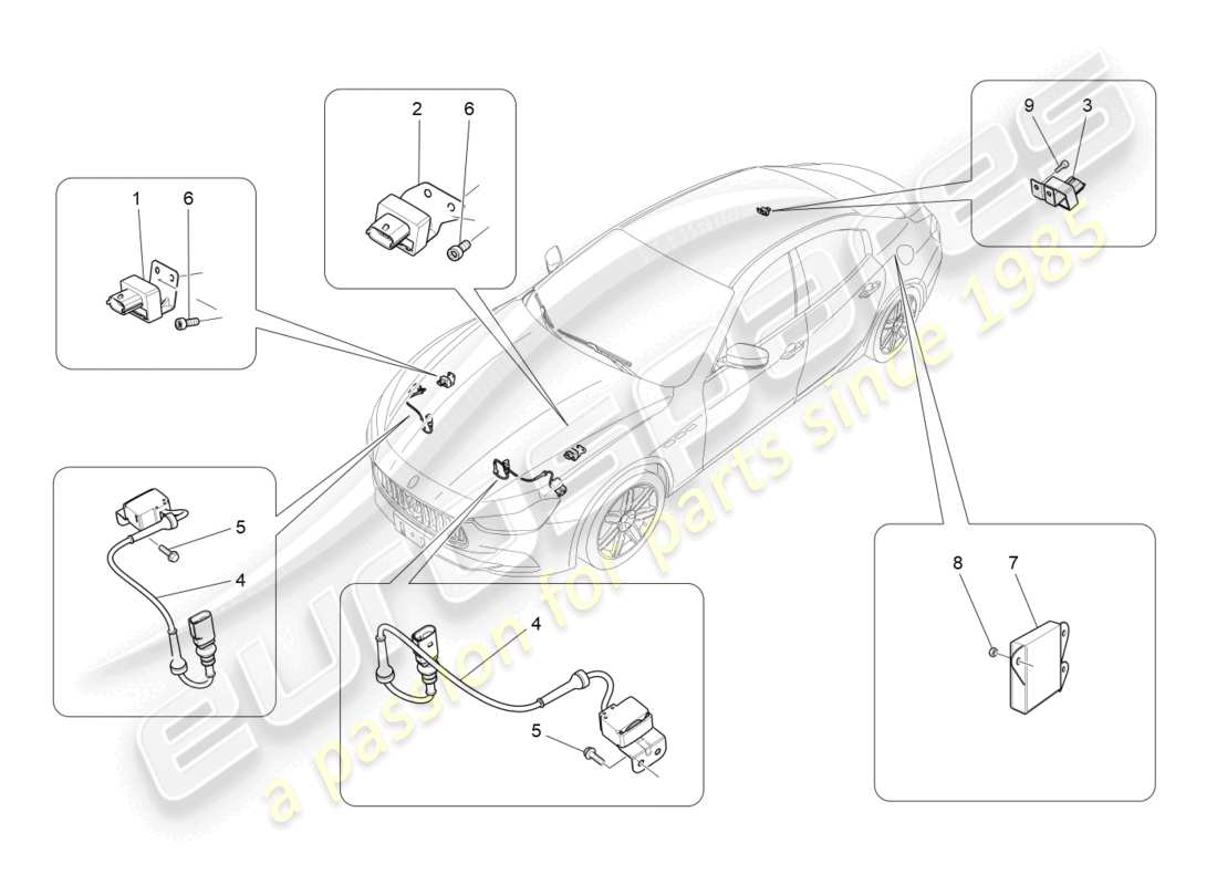 a part diagram from the maserati ghibli (2018) parts catalogue
