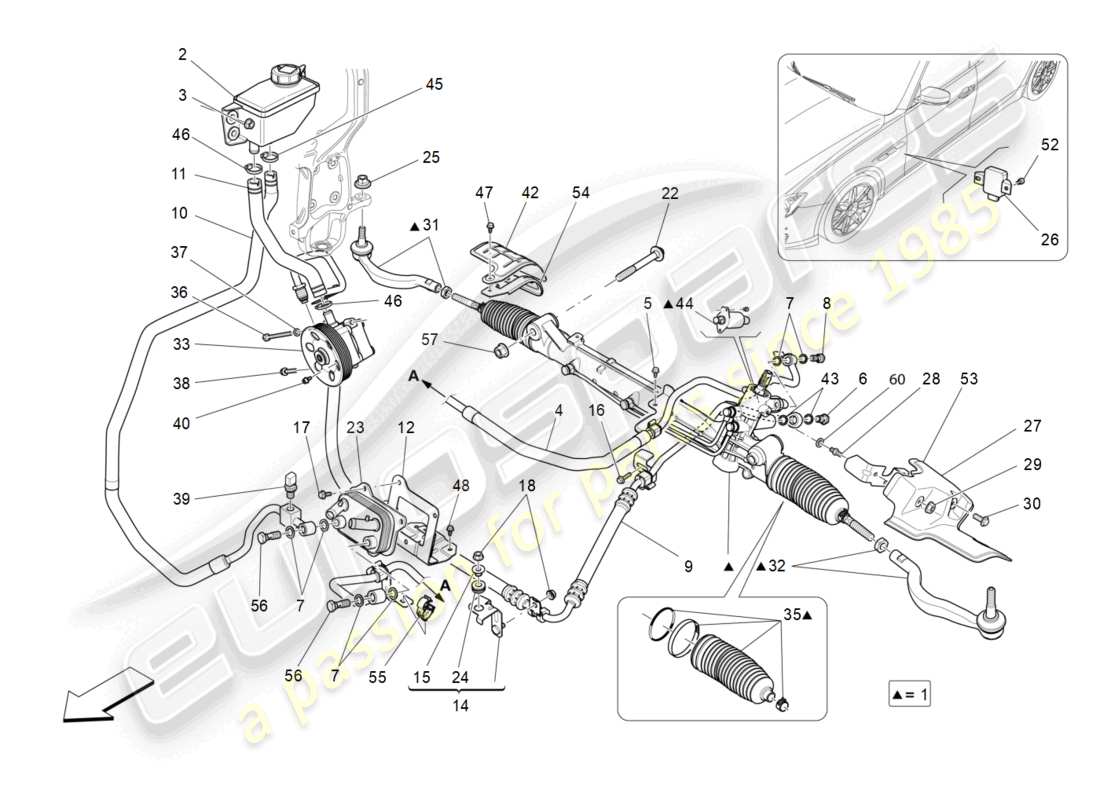 a part diagram from the maserati ghibli (2016) parts catalogue