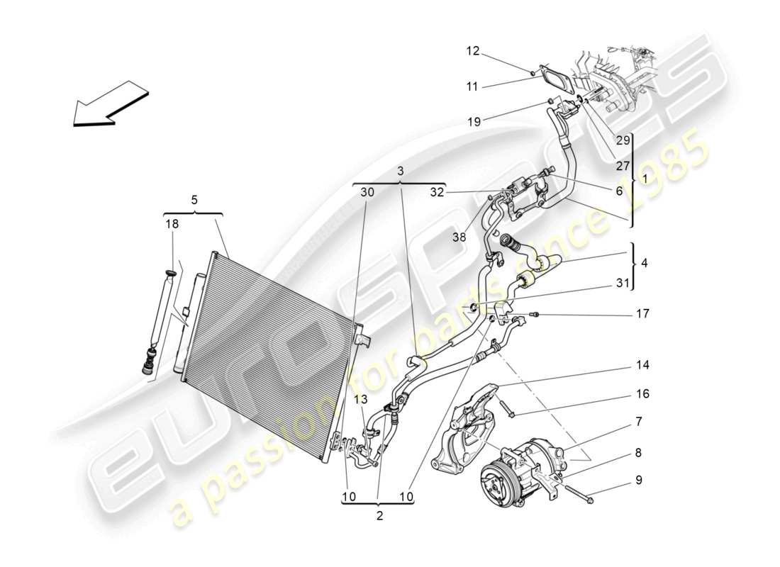 a part diagram from the maserati ghibli (2014) parts catalogue